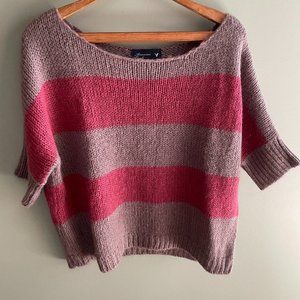 American Eagle Striped Pink Cozy Sweater